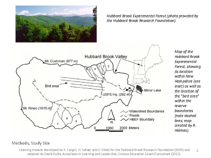 Hubbard Brook Experimental Forest (photo provided by the Hubbard Brook Research Foundation). Map of