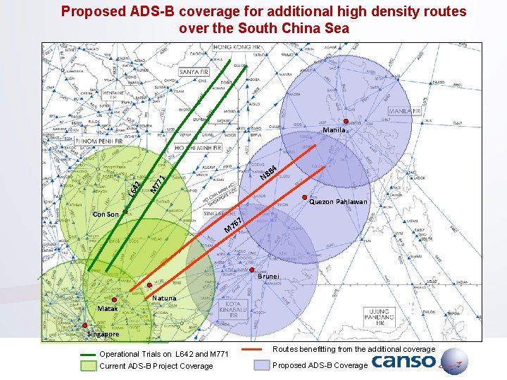 Proposed ADS-B coverage for additional high density routes over the South China Sea 71