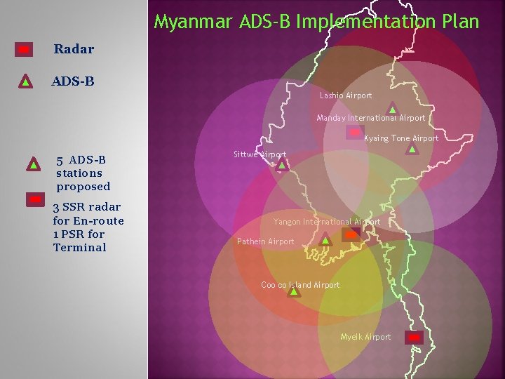Myanmar ADS-B Implementation Plan Radar ADS-B Lashio Airport Manday International Airport Kyaing Tone Airport