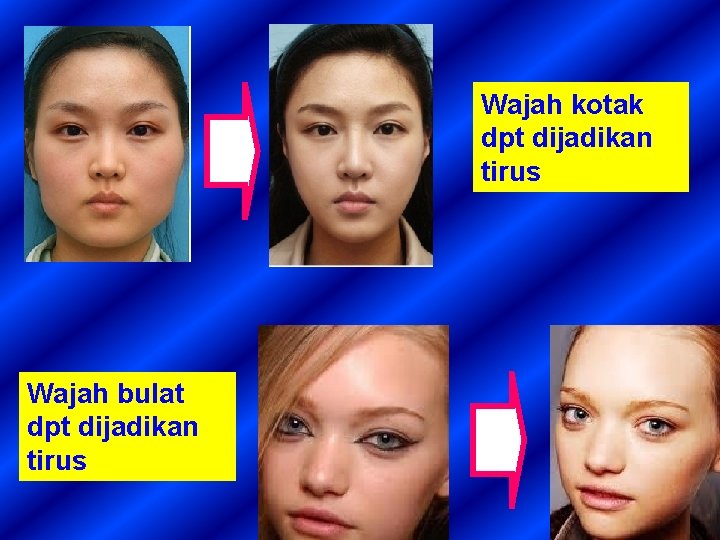 Wajah kotak dpt dijadikan tirus Wajah bulat dpt dijadikan tirus 