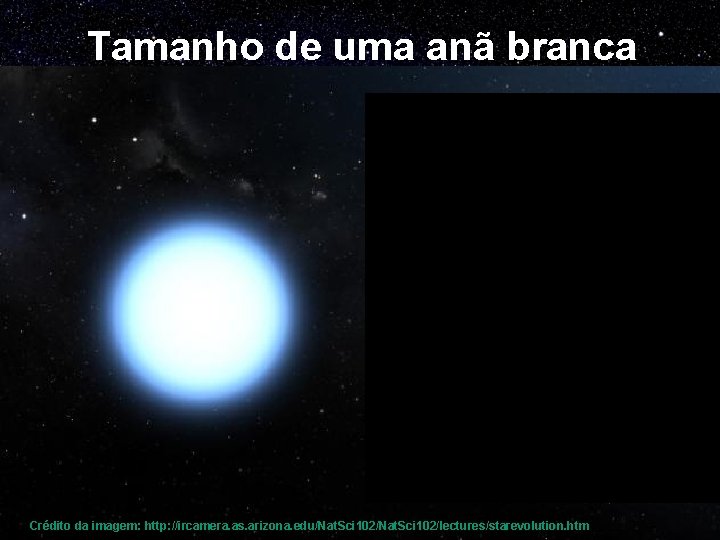 Tamanho de uma anã branca Crédito da imagem: http: //ircamera. as. arizona. edu/Nat. Sci