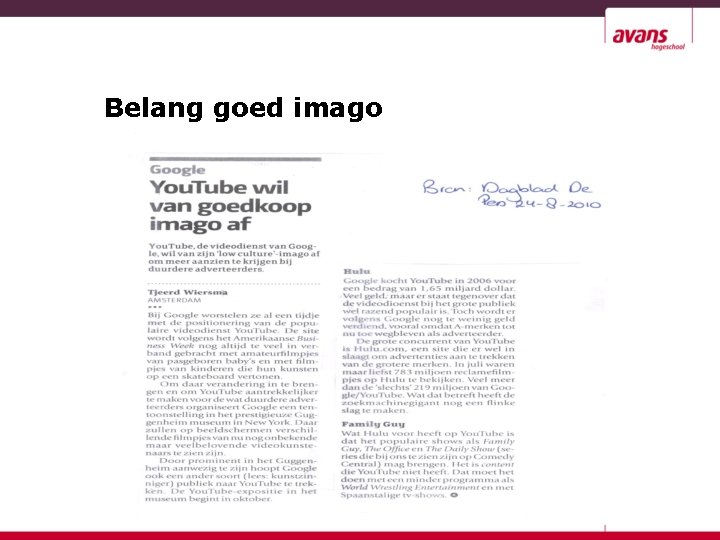 Belang goed imago 