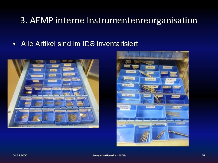 3. AEMP interne Instrumentenreorganisation • Alle Artikel sind im IDS inventarisiert 01. 12. 2020