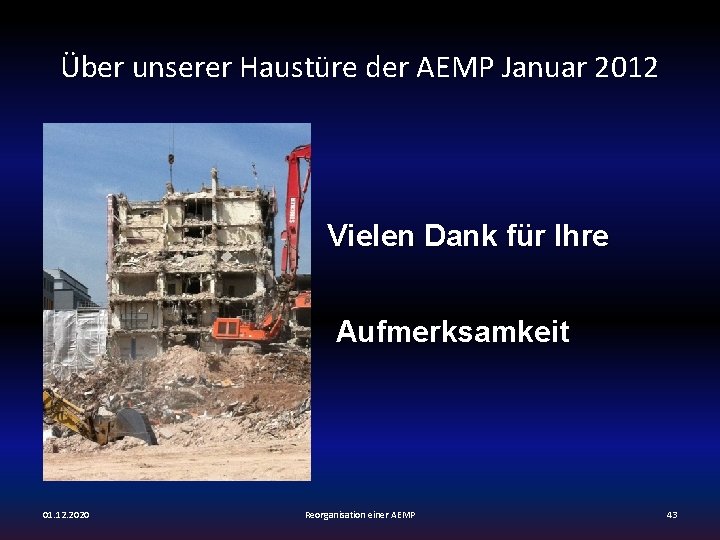 Über unserer Haustüre der AEMP Januar 2012 Vielen Dank für Ihre Aufmerksamkeit 01. 12.