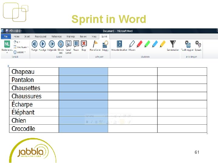 Sprint in Word 61 