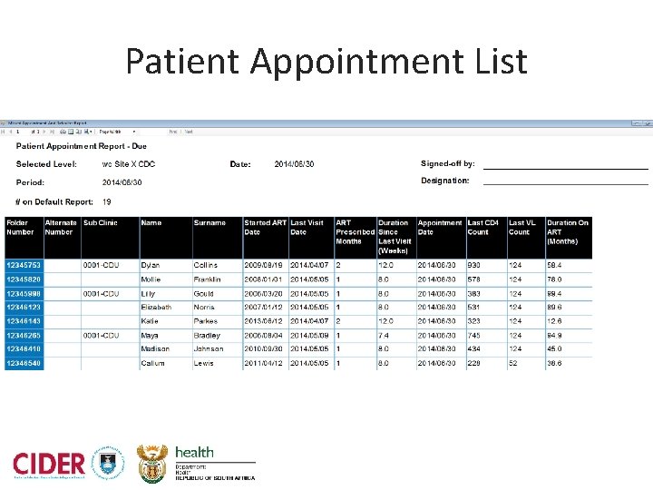Patient Appointment List 