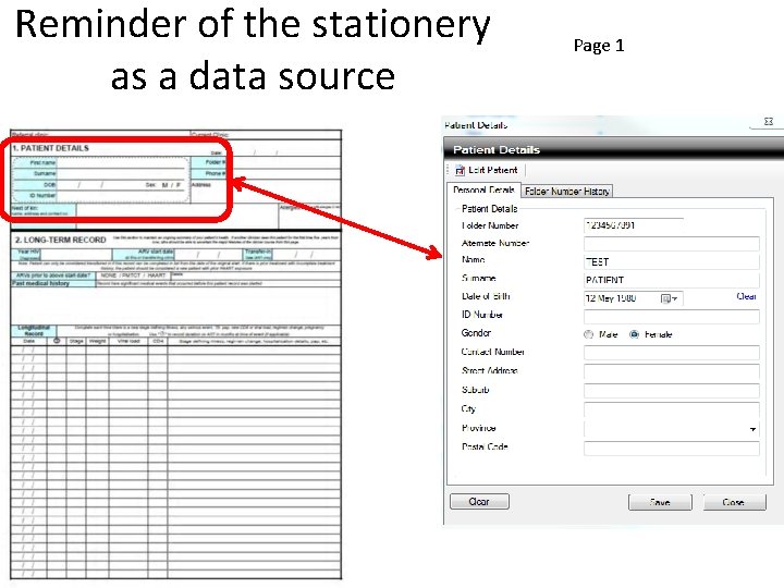 Reminder of the stationery as a data source Page 1 