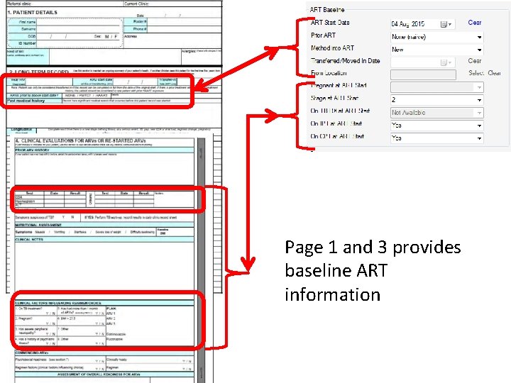 Page 1 and 3 provides baseline ART information 