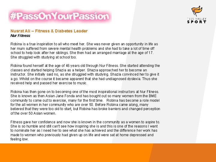 Nusrat Ali – Fitness & Diabetes Leader Nur Fitness Robina is a true inspiration