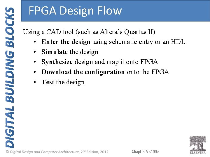 FPGA Design Flow Using a CAD tool (such as Altera’s Quartus II) • Enter FPGA Design Flow Using a CAD tool (such as Altera’s Quartus II) • Enter