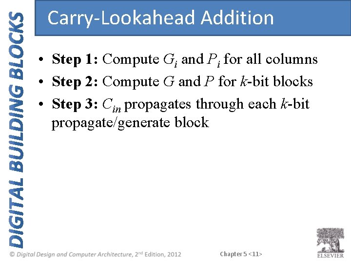 Carry-Lookahead Addition • Step 1: Compute Gi and Pi for all columns • Step Carry-Lookahead Addition • Step 1: Compute Gi and Pi for all columns • Step