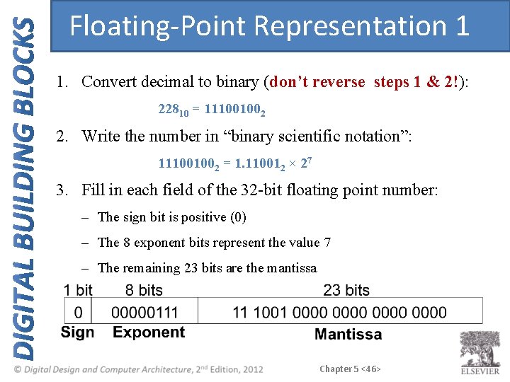 Floating-Point Representation 1 1. Convert decimal to binary (don’t reverse steps 1 & 2!): Floating-Point Representation 1 1. Convert decimal to binary (don’t reverse steps 1 & 2!):