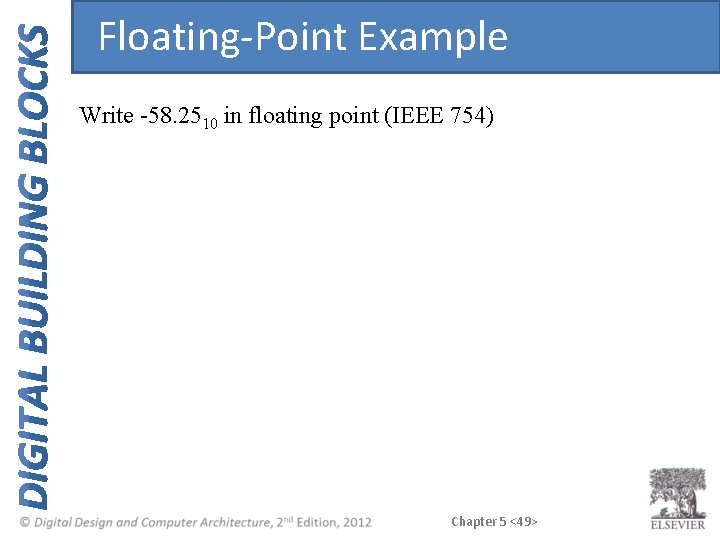 Floating-Point Example Write -58. 2510 in floating point (IEEE 754) Chapter 5 <49> Floating-Point Example Write -58. 2510 in floating point (IEEE 754) Chapter 5 <49>
