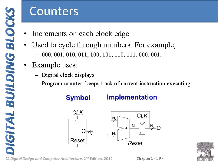 Counters • Increments on each clock edge • Used to cycle through numbers. For Counters • Increments on each clock edge • Used to cycle through numbers. For
