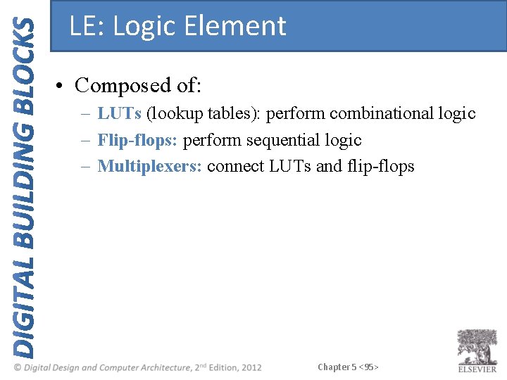 LE: Logic Element • Composed of: – LUTs (lookup tables): perform combinational logic – LE: Logic Element • Composed of: – LUTs (lookup tables): perform combinational logic –
