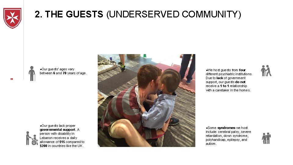 2. THE GUESTS (UNDERSERVED COMMUNITY) ●Our guests’ ages vary between 6 and 70 years