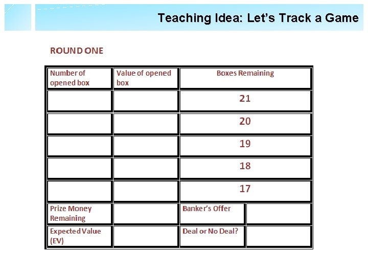 Teaching Idea: Let’s Track a Game 