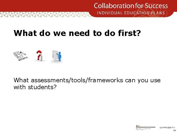 What do we need to do first? What assessments/tools/frameworks can you use with students?