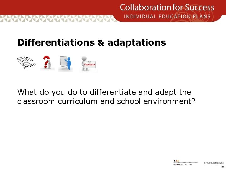 Differentiations & adaptations What do you do to differentiate and adapt the classroom curriculum