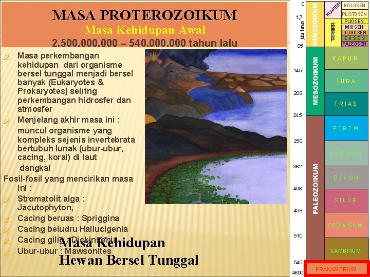 0 Masa Kehidupan Awal 2. 500. 000 – 540. 000 tahun lalu Masa perkembangan