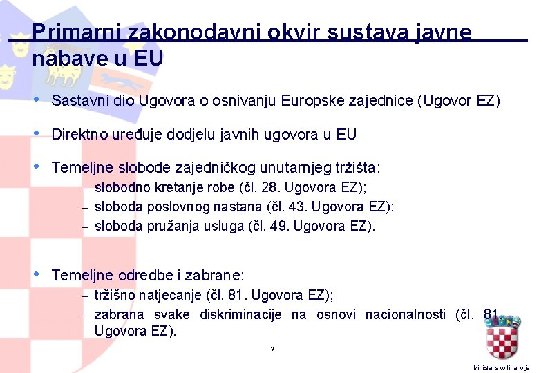 Primarni zakonodavni okvir sustava javne nabave u EU • Sastavni dio Ugovora o osnivanju