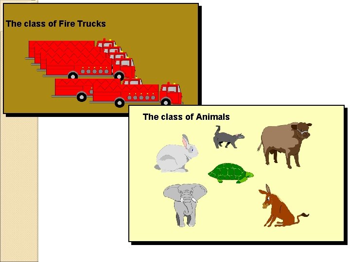 The class of Fire Trucks The class of Animals 