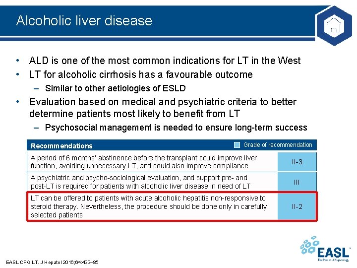 Alcoholic liver disease • ALD is one of the most common indications for LT