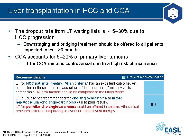 Liver transplantation in HCC and CCA • The dropout rate from LT waiting lists