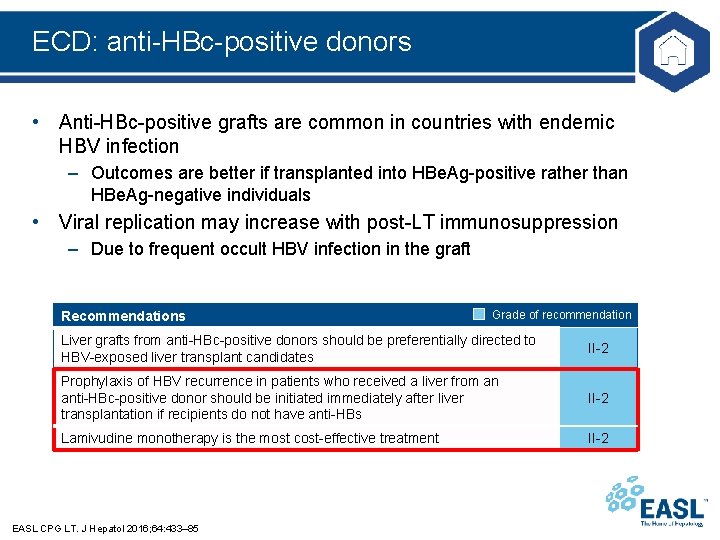 ECD: anti-HBc-positive donors • Anti-HBc-positive grafts are common in countries with endemic HBV infection