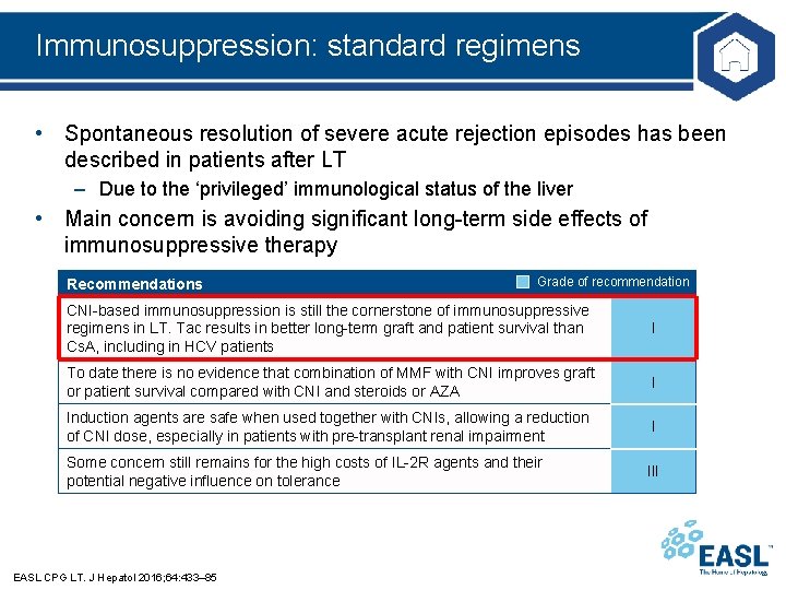 Immunosuppression: standard regimens • Spontaneous resolution of severe acute rejection episodes has been described