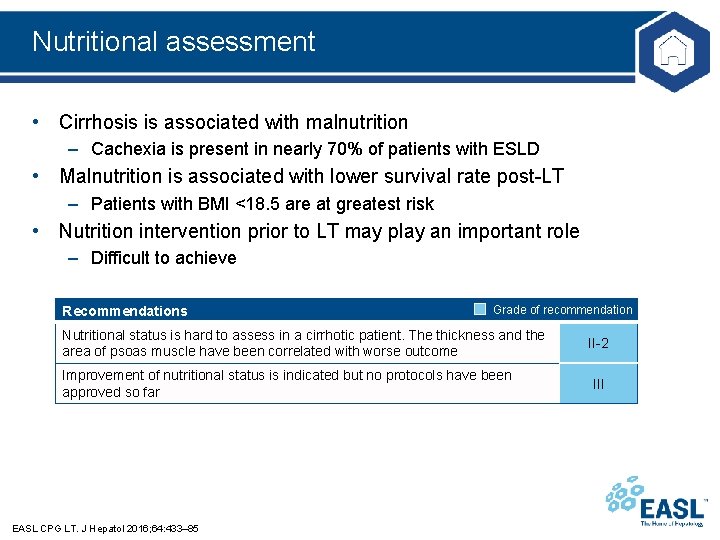 Nutritional assessment • Cirrhosis is associated with malnutrition – Cachexia is present in nearly