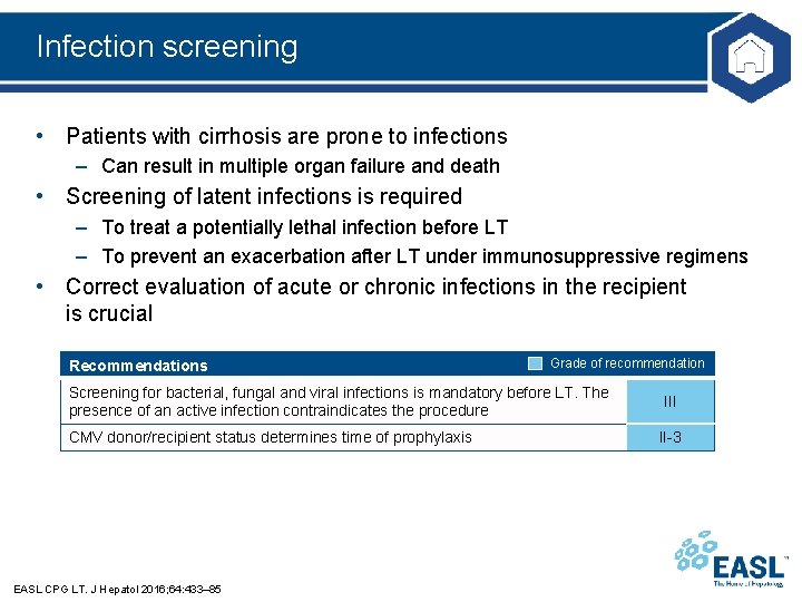 Infection screening • Patients with cirrhosis are prone to infections – Can result in