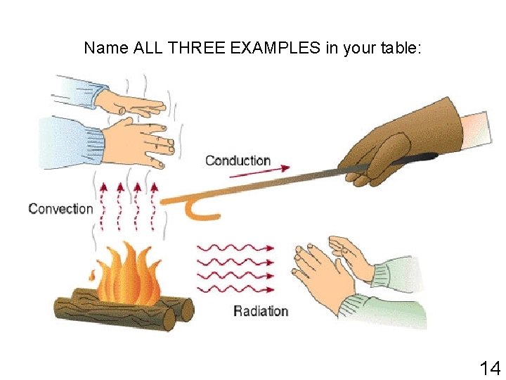 Name ALL THREE EXAMPLES in your table: 14 