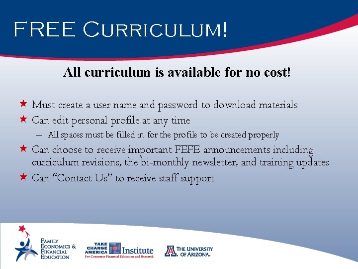 FREE Curriculum! All curriculum is available for no cost! « Must create a user