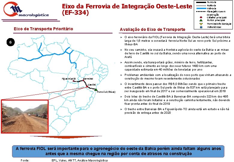 Eixo da Ferrovia de Integração Oeste-Leste (EF-334) Eixo de Transporte Prioritário Avaliação do Eixo