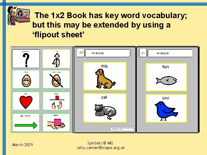 The 1 x 2 Book has key word vocabulary; but this may be extended