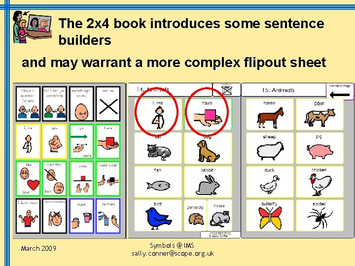The 2 x 4 book introduces some sentence builders and may warrant a more
