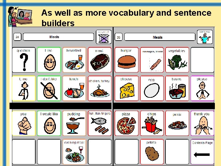 As well as more vocabulary and sentence builders March 2009 Symbols @ IMS sally.