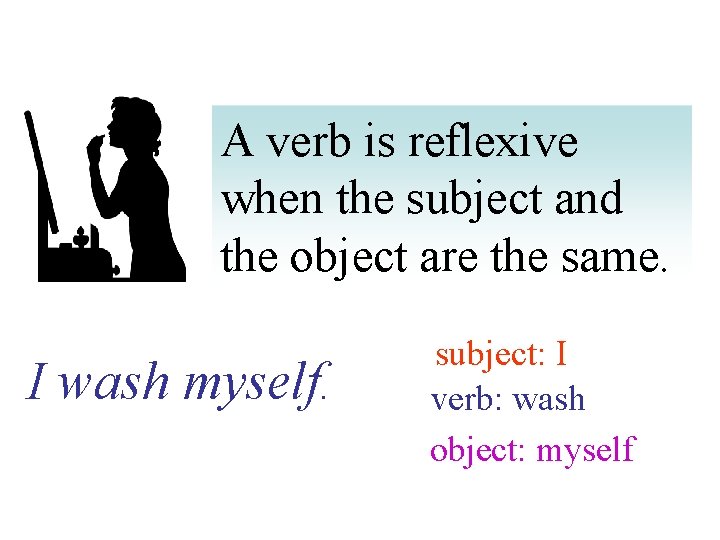 A verb is reflexive when the subject and the object are the same. I