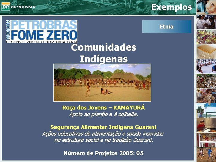 Exemplos Etnia Comunidades Indígenas Roça dos Jovens – KAMAYURÁ Apoio ao plantio e à