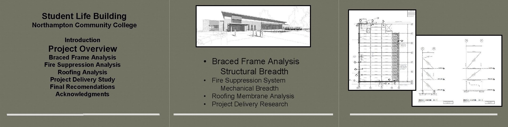 Student Life Building Northampton Community College Introduction Project Overview Braced Frame Analysis Fire Suppression