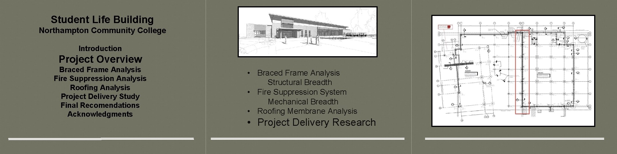 Student Life Building Northampton Community College Introduction Project Overview Braced Frame Analysis Fire Suppression