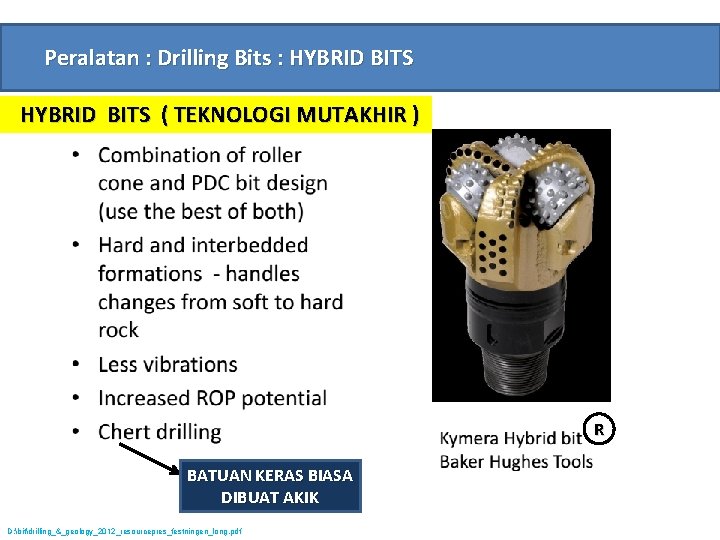 Peralatan : Drilling Bits : HYBRID BITS ( TEKNOLOGI MUTAKHIR ) R BATUAN KERAS