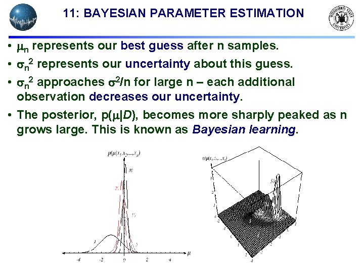 11: BAYESIAN PARAMETER ESTIMATION • n represents our best guess after n samples. •