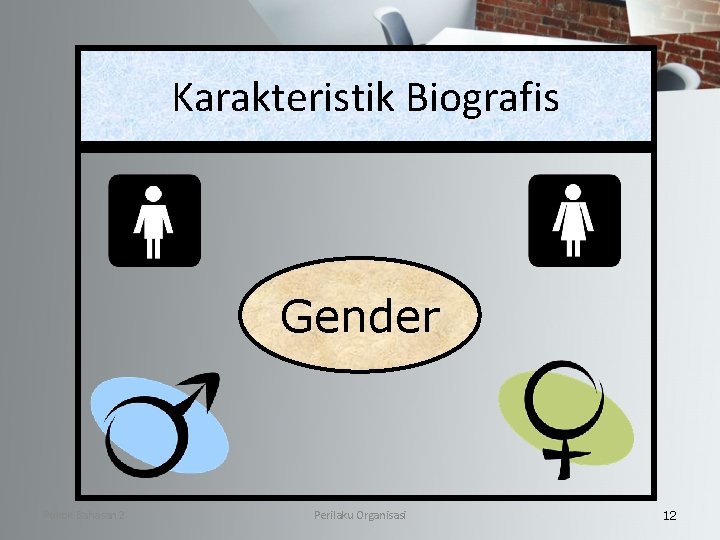 Karakteristik Biografis Gender Pokok Bahasan 2 Perilaku Organisasi 12 