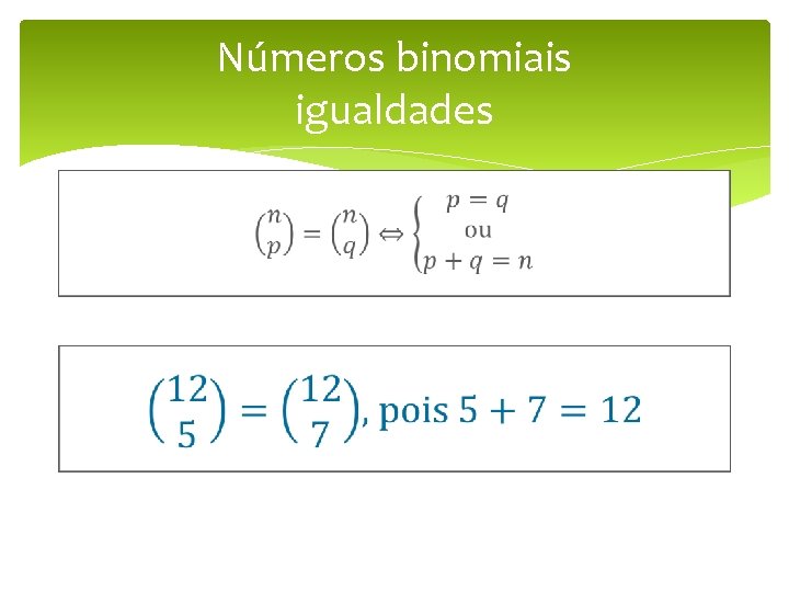 Números binomiais igualdades 