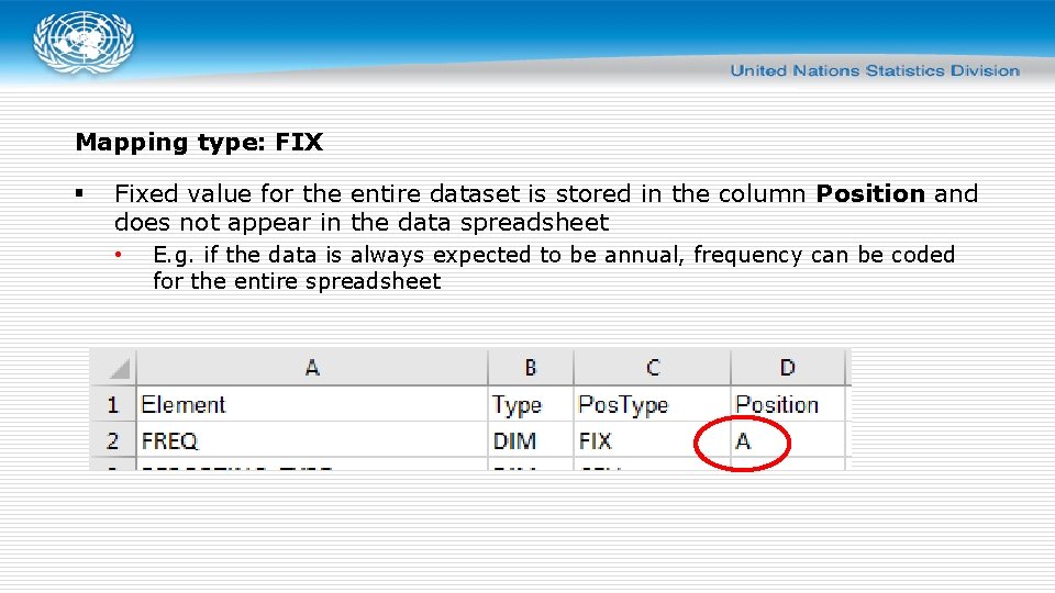 Mapping type: FIX § Fixed value for the entire dataset is stored in the