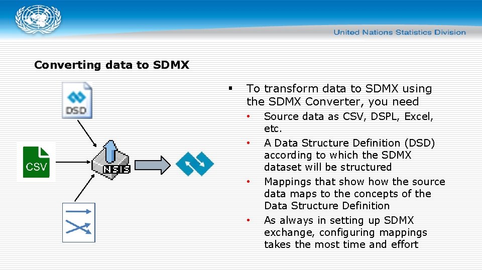 Converting data to SDMX § To transform data to SDMX using the SDMX Converter,