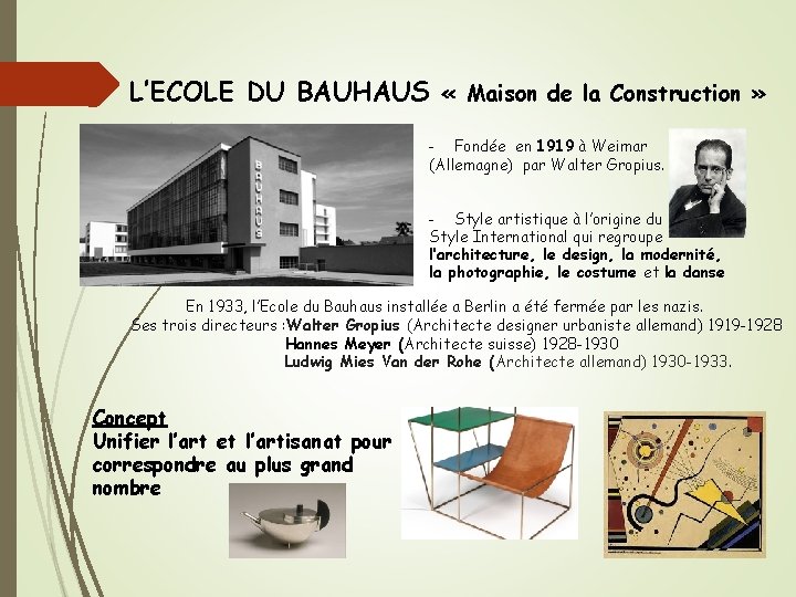 L’ECOLE DU BAUHAUS « Maison de la Construction » - Fondée en 1919 à