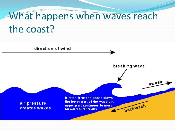 What happens when waves reach the coast? 